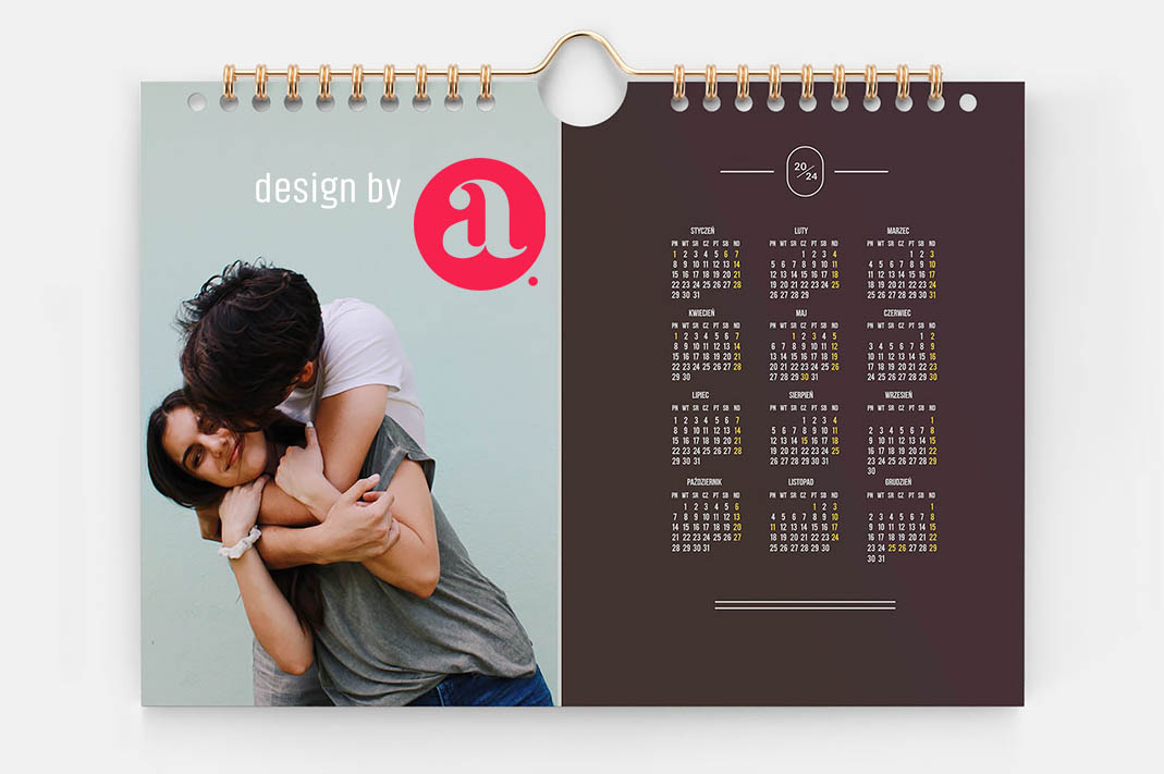 Kalendarze 2024 do druku w rozmiarze A3, Personalizowane kalendarze na rok 2024, Szablony kalendarzy z własnymi zdjęciami, Kalendarze A3