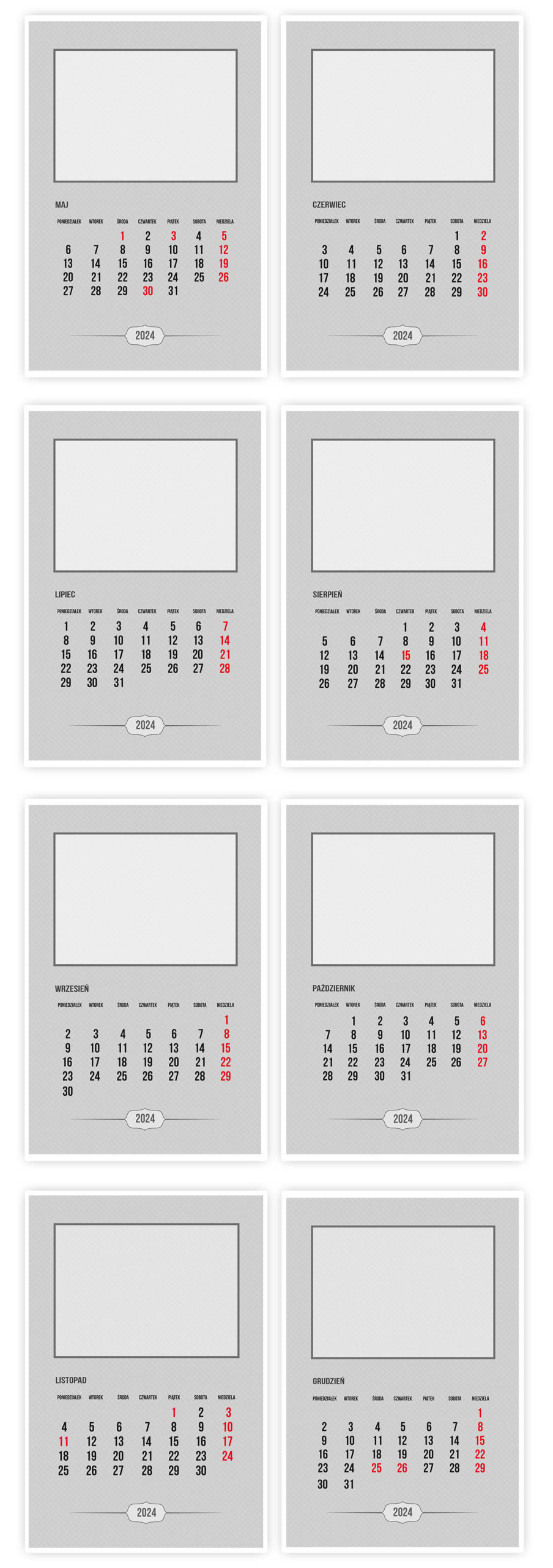 kalendarze szablony 2024