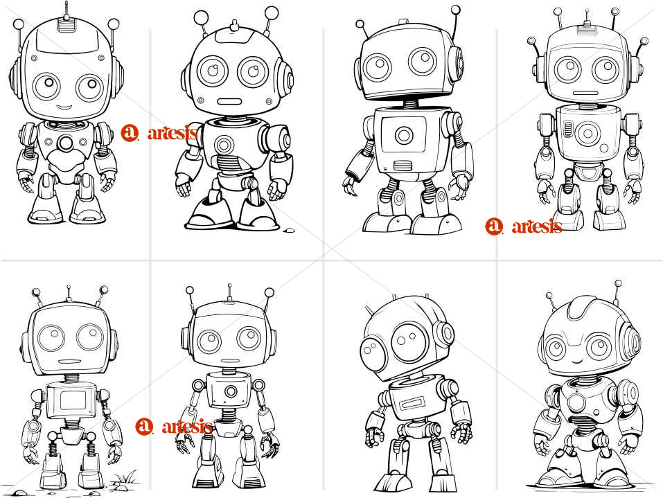 Kreatywne Kolorowanki do Wydruku pdf z Robotami dla Maluchów