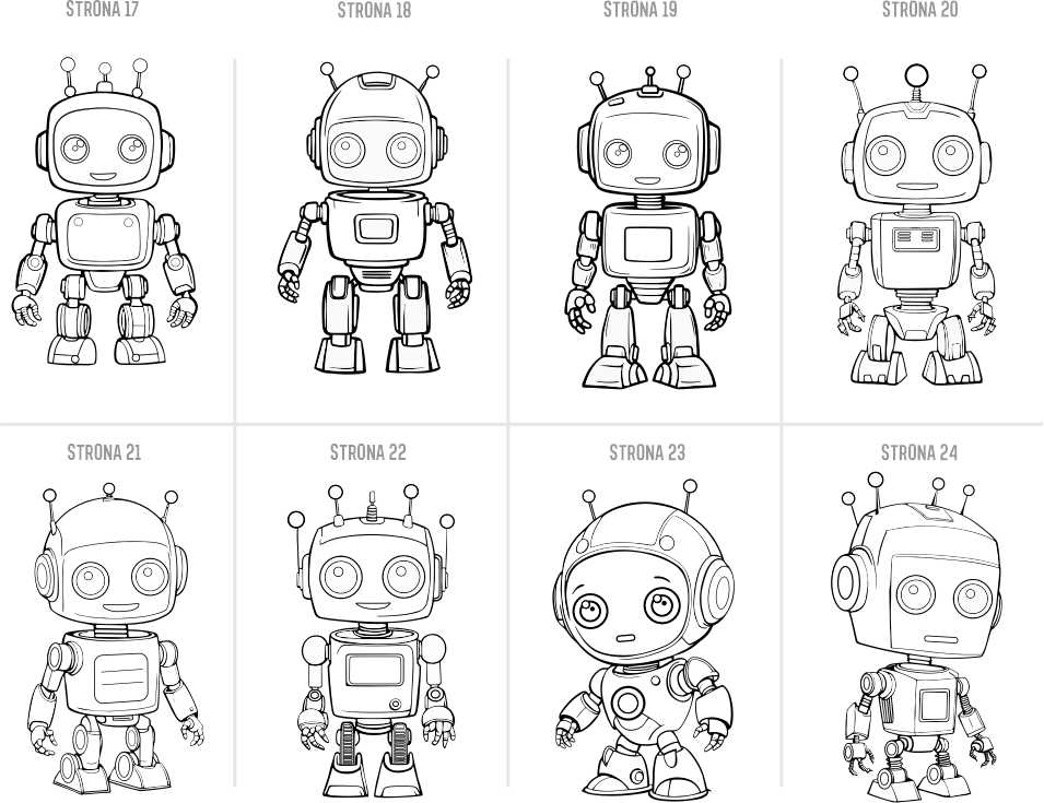 Proste kolorowanki do druku PDF z Robotami dla dzieci