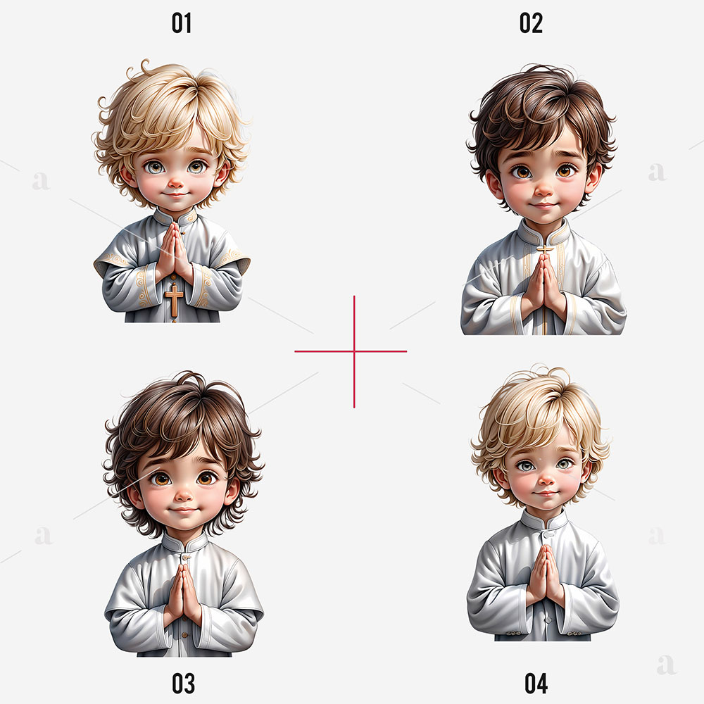Grafiki PNG 300 DPI do druku Pierwsza Komunia Chłopiec Modlitwa