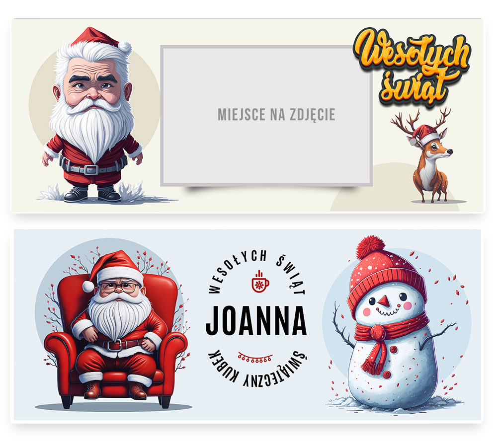 Projekty graficzne ba kubki święta Boże Narodzenie do druku