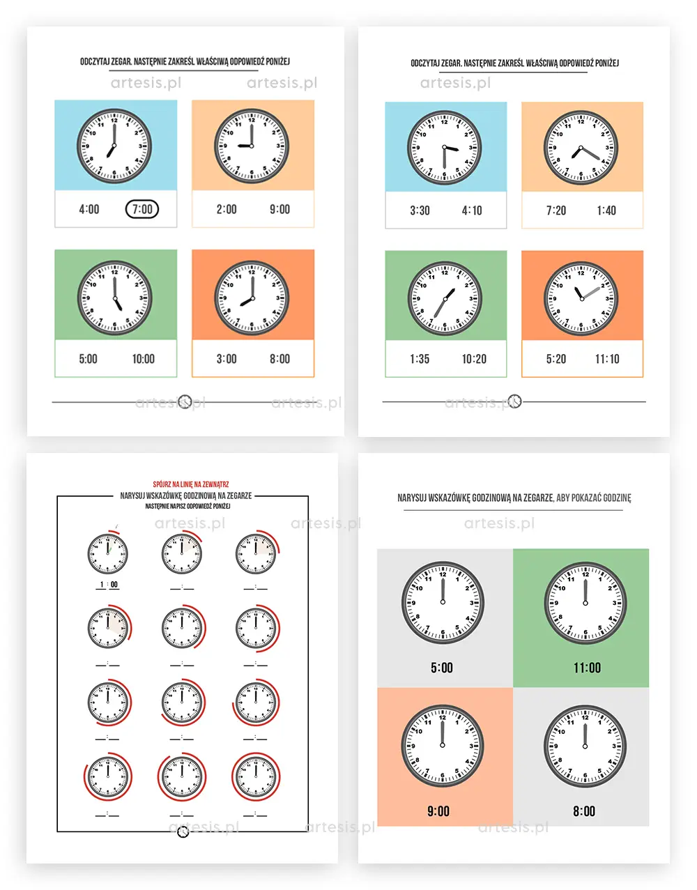 Nauka Zegara: Karty Pracy i Ćwiczenia dla Dzieci – Pobierz PDF Online